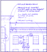 blueprint with inspection notes